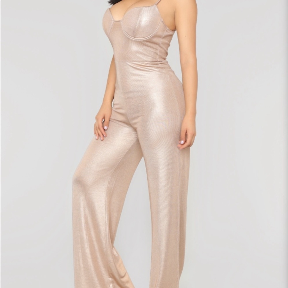 I'm Back Metallic Jumpsuit - RoseGold